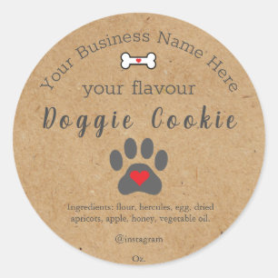 Rustic Dog Paw Custom doggie cookie Classic Round Sticker