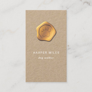 Rustic dog sitter gold paw wax seal/ stamp business card