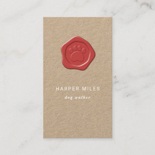 Rustic dog sitter paw wax seal/ stamp business card