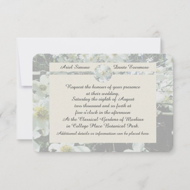Rustic Dogwood Blossom Wedding Pastel Colour Suite Invitation (Front)