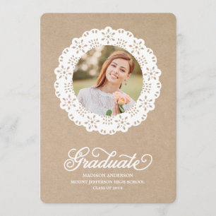 Rustic Doily   Graduation Party Invitation