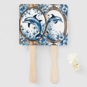 Rustic Dolphins with Blue Florals Set of Fans