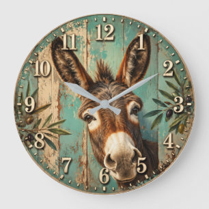 Rustic Donkey Large Clock