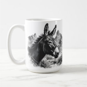 Rustic Donkey Portrait in Black and White Coffee Mug