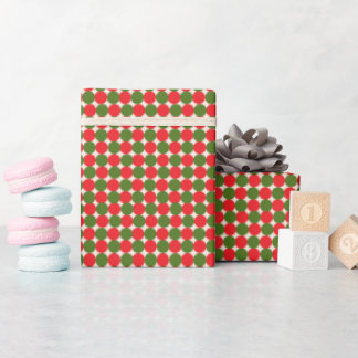 Rustic Dotted Red Green Christmas Wrapping Paper