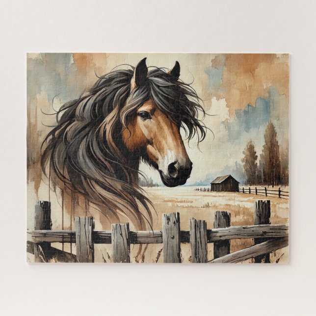 Rustic Draft Horse Jigsaw Puzzle (Horizontal)