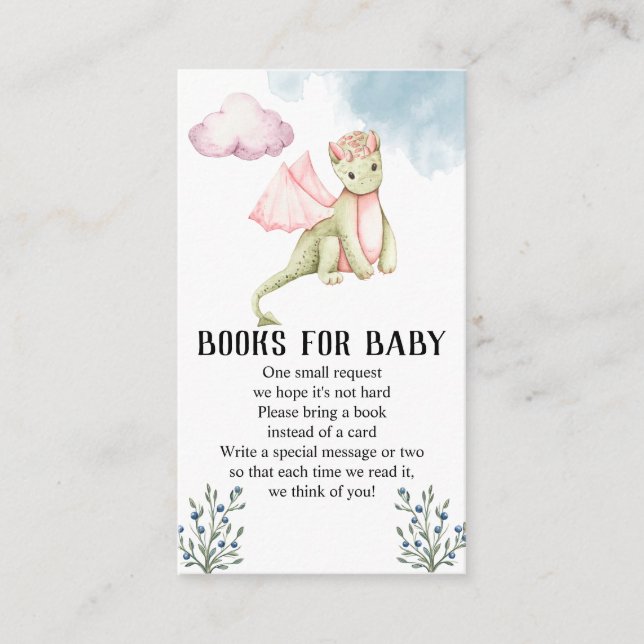 Rustic Dragon Baby Shower Books For Baby   Enclosure Card (Front)