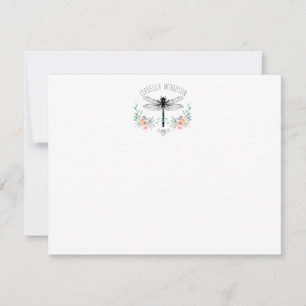 Rustic Dragonfly Floral Note Card