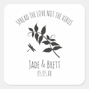 Rustic Dragonfly Pandemic Wedding Sanitizer Gel Square Sticker