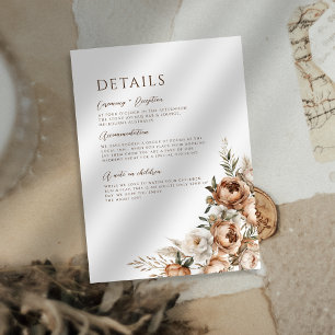 Rustic Dread Floral Pampas Wedding Details Enclosure Card