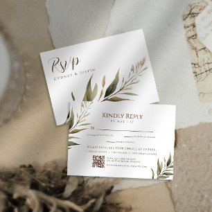 Rustic Dread Floral Pampas Wedding RSVP Card