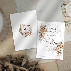 Rustic Dread Floral Pampas Wedding Save The Date