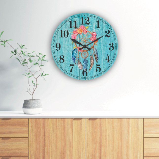 Rustic Dreamcatcher Round (Large) Wall Clock (Creator Uploaded)