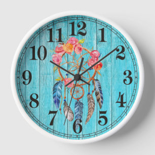 Rustic Dreamcatcher Round Wall Clock