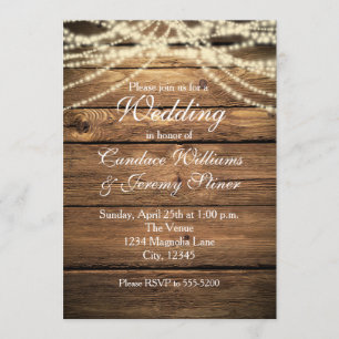 Rustic Dreamy Romantic Lights Wedding Invitation