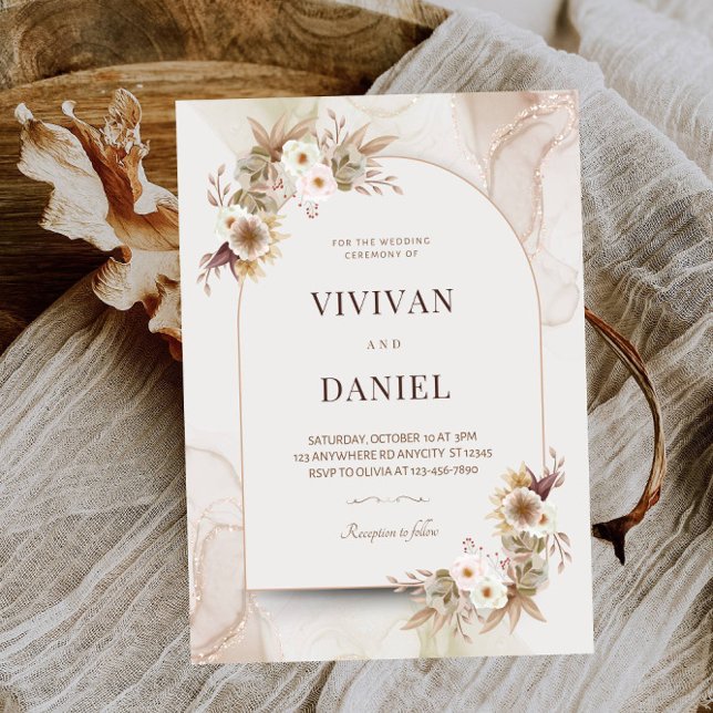 Rustic Dried Flowers Bridal Shower Party Invitation (Creator Uploaded)