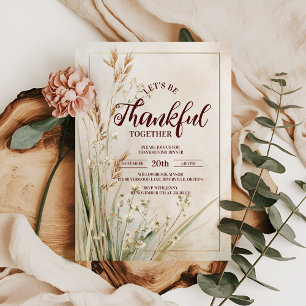 Rustic Dried Meadow Thanksgiving Dinner Invitation