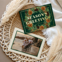 Rustic Dried Orange Pine Photo Holiday Gold