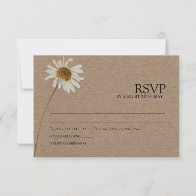 Rustic Dried Sunflower Kraft Wedding RSVP Card (Front)