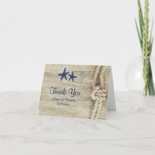 Rustic Driftwood Nautical Beach Wedding Thank You Card