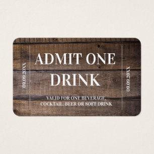 Rustic Drink Voucher Wedding Drink Ticket