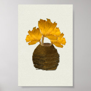 Rustic Dry Warm Light Flowers in Copper Vase Poster