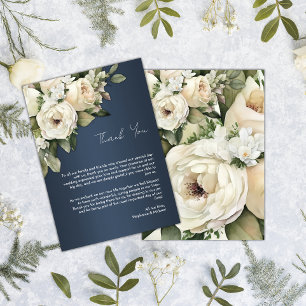 Rustic Dusty Blue and Boho Roses Wedding Thank You Card