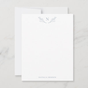Rustic Dusty Blue Botanical Branches Monogram Card