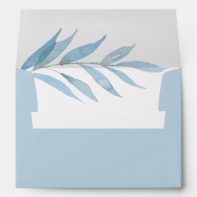 Rustic Dusty Blue Botanical Elegant Wedding Envelope (Back (Bottom))