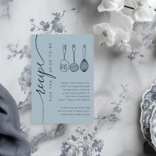Rustic Dusty Blue Bridal Shower Recipe Enclosure Card