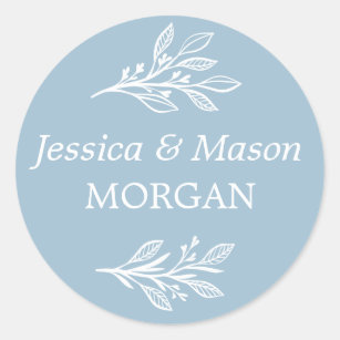 Rustic Dusty Blue Envelope Seals - Favor Stickers