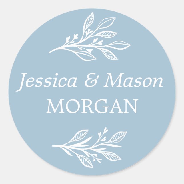 Rustic Dusty Blue Envelope Seals - Favour Stickers (Front)