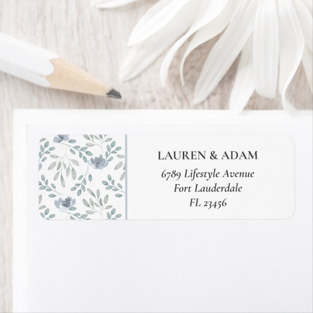 Rustic Dusty Blue Eucalyptus Address Return Address Label (Insitu)