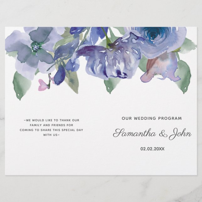 Rustic Dusty Blue Floral Wedding  (Front)