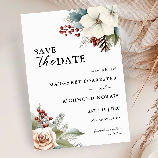 Rustic Dusty Blue Floral Winter Wedding Invitation (Creator Uploaded)