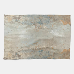 Rustic Dusty Blue Light Brown Abstract Farmhouse Tea Towel