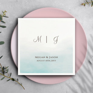 Rustic Dusty Blue Monogrammed Wedding Cocktail  Napkin