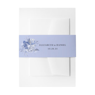 rustic dusty blue roses and other flowers invitation belly band