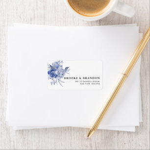 rustic dusty blue roses and other flowers label