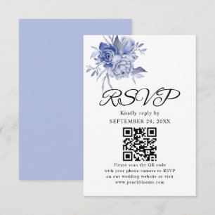 rustic dusty blue roses and other flowers RSVP card