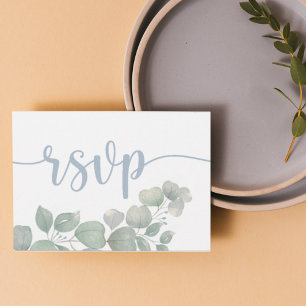 Rustic Dusty Blue RSVP Wedding Card