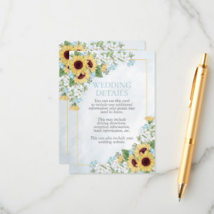 Rustic Dusty Blue Sunflower Details Enclosure Card