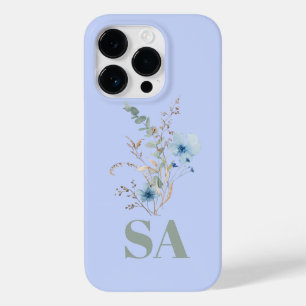 rustic dusty Blue watercolor flower bouquet Case-Mate iPhone 14 Pro Case