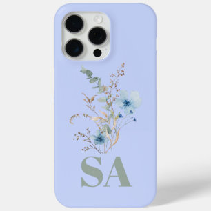 rustic dusty Blue watercolor flower bouquet iPhone 15 Pro Max Case