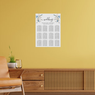 rustic dusty Blue watercolor flower bouquet Poster