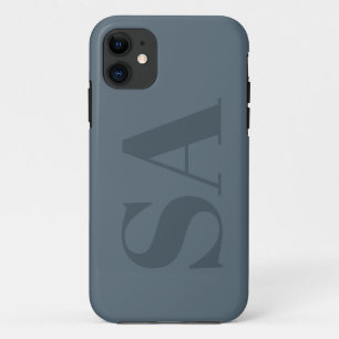 Rustic Dusty Blue Watercolor Minimal Contemporary iPhone 11 Case