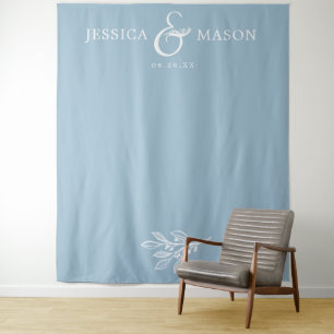 Rustic Dusty Blue Wedding Backdrop Photo Booth Tapestry