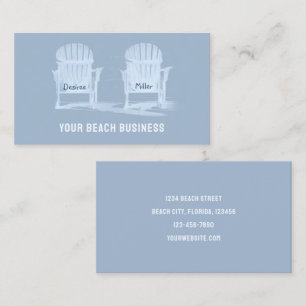 Rustic Dusty Blue White Adirondack Beach Chairs Business Card