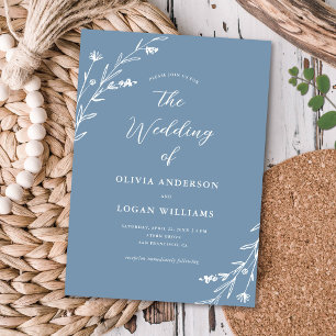 Rustic Dusty Blue Wildflower Boho Wedding Invitation