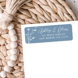 Rustic Dusty Blue Wildflower Return Address Label